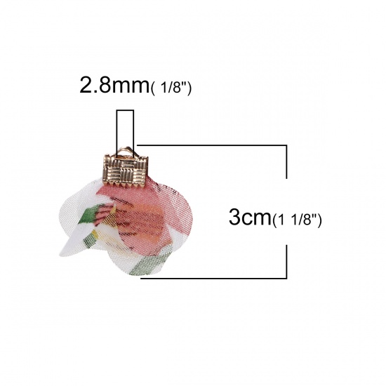 ガーゼ ペンダント タッセル 花柄 金メッキ 白 30mm x 25mm、 20 個 の画像