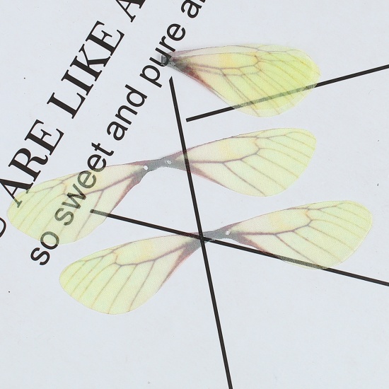 Image de DIY Artisanat en Organza Papillon Éthéré Jaune Libellule Ailes Transparent 85mm x 17mm, 20 Pcs