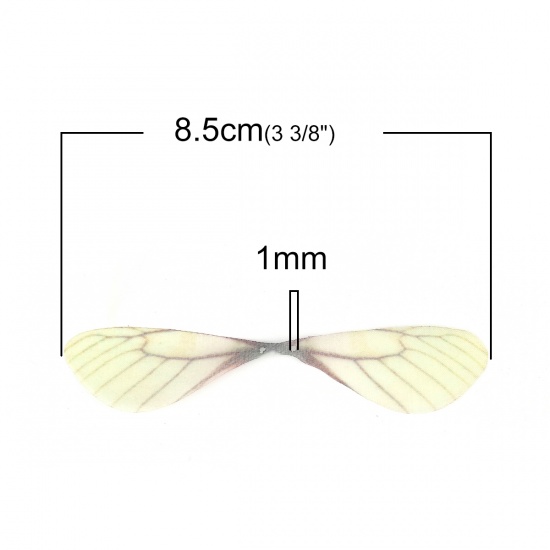 Picture of Organza Ethereal Butterfly For DIY & Craft Yellow Dragonfly Animal Wing Transparent 85mm(3 3/8") x 17mm( 5/8"), 20 PCs