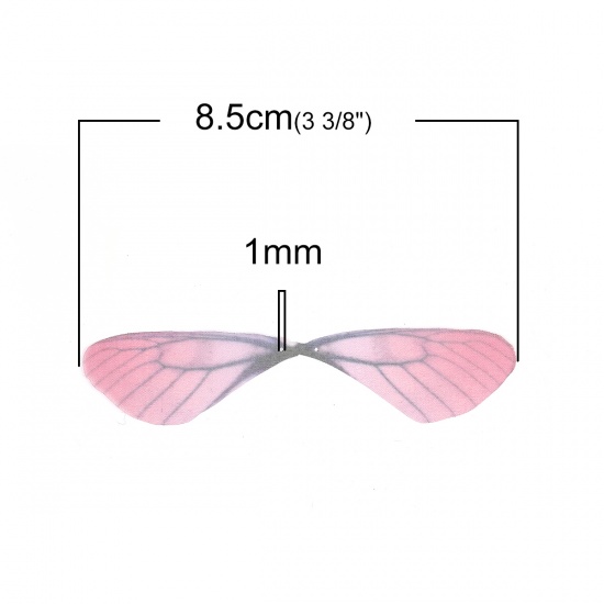 Picture of Organza Ethereal Butterfly For DIY & Craft Fuchsia Dragonfly Animal Wing Transparent 85mm(3 3/8") x 17mm( 5/8"), 20 PCs