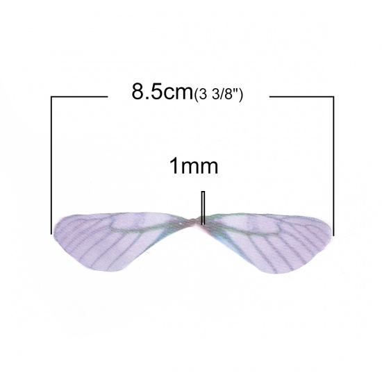 Picture of Organza Ethereal Butterfly For DIY & Craft Purple Dragonfly Animal Wing Transparent 85mm(3 3/8") x 17mm( 5/8"), 20 PCs