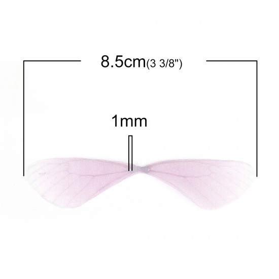 Picture of Organza Ethereal Butterfly For DIY & Craft Pale Lilac Dragonfly Animal Wing Transparent 85mm(3 3/8") x 17mm( 5/8"), 20 PCs
