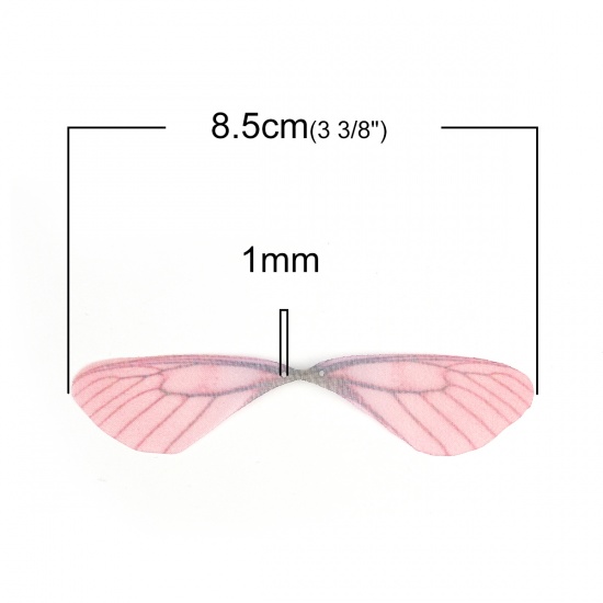 Picture of Organza Ethereal Butterfly For DIY & Craft Deep pink Dragonfly Animal Wing Transparent 85mm(3 3/8") x 17mm( 5/8"), 20 PCs