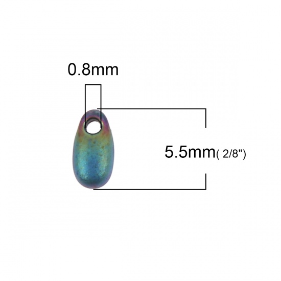 Immagine di (Japan Importazione) Vetro Perle di Semi Opaco di Goccia Blu Viola Metallico Smerigliato Per 5.5mm x 3mm, Foro: Circa 0.8mm, 10 Grammi (Circa 14Pz/Grammo)