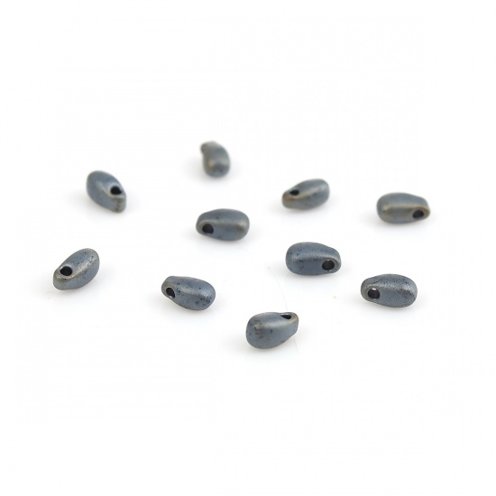 Immagine di (Japan Importazione) Vetro Perle di Semi Opaco di Goccia Blu Grigio Metallico Smerigliato Per 5.5mm x 3mm, Foro: Circa 0.8mm, 10 Grammi (Circa 14Pz/Grammo)