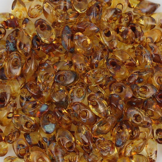 Image de (Japon Importation) Perles de Rocailles Longues Magatama en Verre Fumée Jaune Fumé Transparent Env. 8mm x 4mm - 7mm x 4mm, Trou: env. 1.3mm, 10 Grammes (Env. 8 Pcs/Gramme)