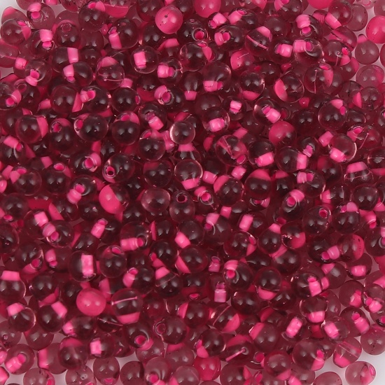 Picture of (Japan Import) Glass Drop Fringe Seed Beads Pink Mauve Lined About 4mm x 3.4mm, Hole: Approx 0.7mm, 10 Grams (Approx 20 PCs/Gram)