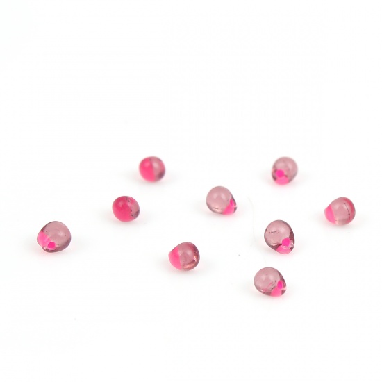 Picture of (Japan Import) Glass Drop Fringe Seed Beads Pink Mauve Lined About 4mm x 3.4mm, Hole: Approx 0.7mm, 10 Grams (Approx 20 PCs/Gram)