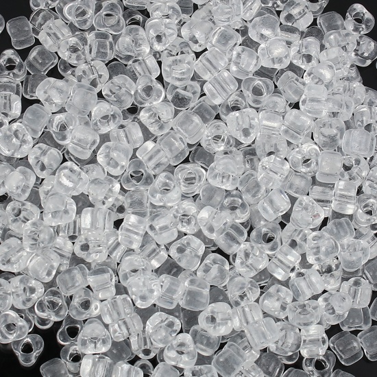 Picture of (Japan Import) Glass Triangle Seed Beads Transparent Clear About 4.7mm x 4.4mm, Hole: Approx 1.7mm x 1.5mm, 10 Grams (Approx 11 PCs/Gram)