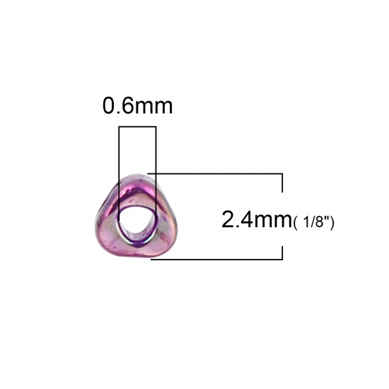 Picture of (Japan Import) Glass Triangle Seed Beads Purple Higher-Metallic Luster AB Color About 2.4mm x 2.3mm, Hole: Approx 0.6mm, 10 Grams (Approx 52 PCs/Gram)