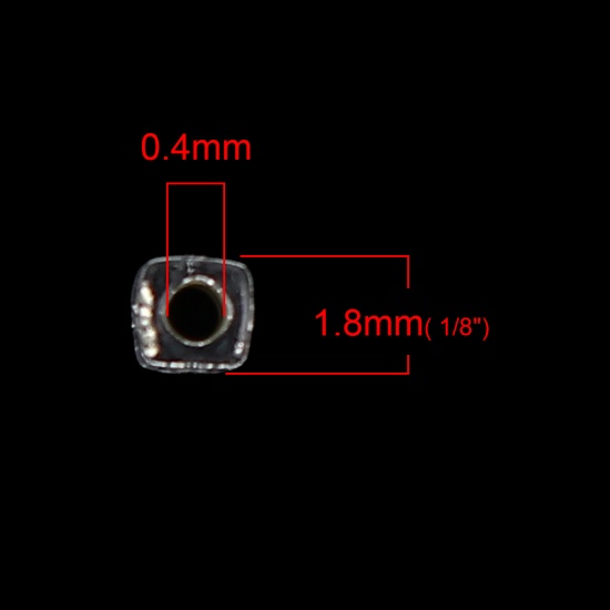 Изображение Стеклянные (Япония импорт) Квадратное Семя Бусины Прозрачный Серебряная Линия Примерно 1.8мм x 1.8мм, Размер Роры: 0.4мм, 10 Грамм (Примерно 75 шт/грамм)