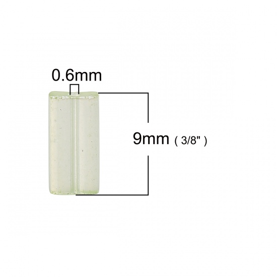 Изображение (Япония импорт) Стеклянные Облицовочный Бисер Бусины Прямоугольник Желто-зеленый Аппретировать Прозрачный Примерно 9мм x 4мм, размер поры: 0.6мм, 10 Грамм (Примерно 6 шт/грамм)