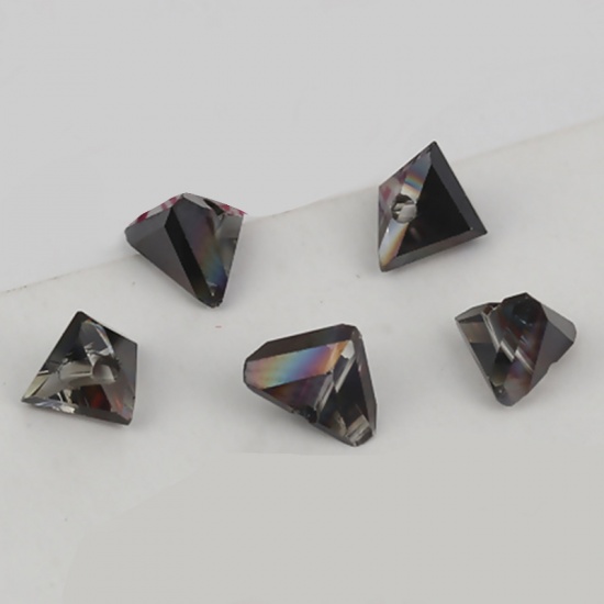 Picture of Glass Beads Triangle Black & Clear Two Tone Faceted About 8mm x 5mm, Hole: Approx 1.3mm, 40 PCs