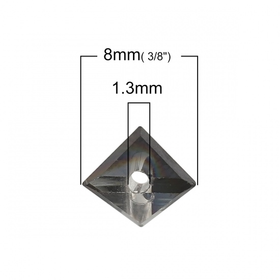 Изображение Стеклянные Бусины, Треугольник, Черный & Прозрачный с Узором " Двухцветный Шлифованный 8мм x 5мм, 1.3мм, 40 ШТ