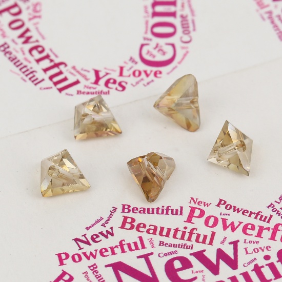 Picture of Glass Beads Triangle Champagne AB Rainbow Color Faceted About 8mm x 5mm, Hole: Approx 1.3mm, 40 PCs
