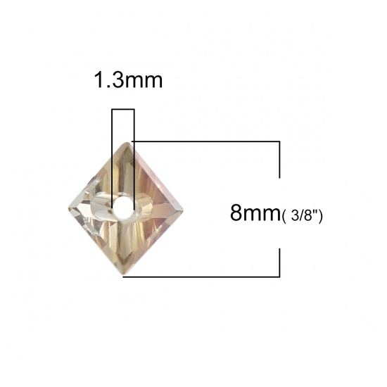 Изображение Стеклянные Бусины, Треугольник, Шампанский с узором " Разноцветный Шлифованный 8мм x 5мм, 1.3мм, 40 ШТ