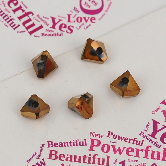 Picture of Glass Beads Triangle Golden Brown Faceted About 6mm x 3.5mm, Hole: Approx 1.1mm, 40 PCs