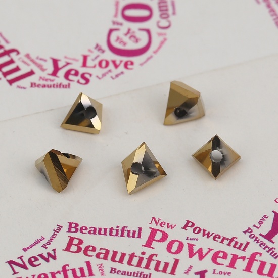 Bild von Glas Perlen Dreieck Golden Facettiert ca. 6mm x 3.5mm, Loch: 1.1mm, 40 Stück