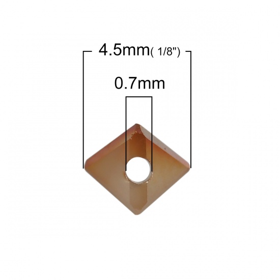 Picture of Glass Beads Triangle Amber AB Rainbow Color Faceted About 4.5mm x 3mm, Hole: Approx 0.7mm, 40 PCs
