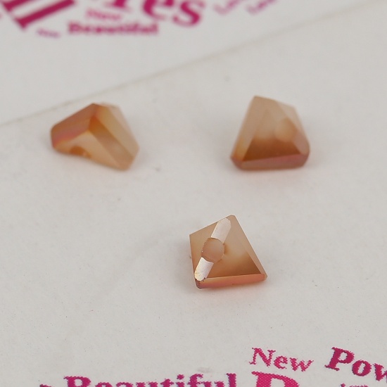 Picture of Glass Beads Triangle Amber AB Rainbow Color Faceted About 4.5mm x 3mm, Hole: Approx 0.7mm, 40 PCs