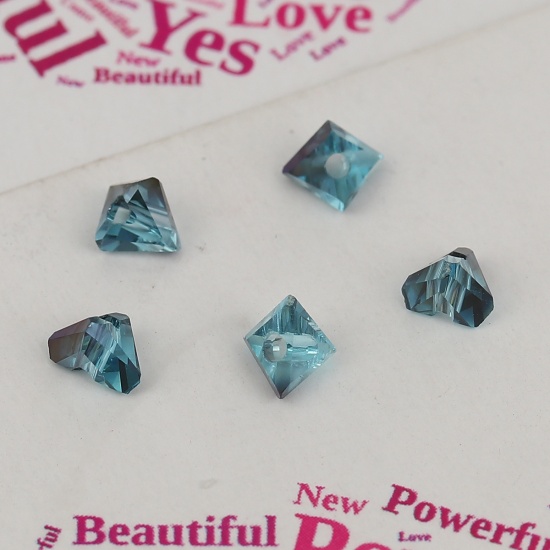 Image de Perles en Verre Triangle Violet & Bleu Couleur AB A Facettes 6mm x 4mm, Tailles de Trous: 0.7mm, 40 Pcs