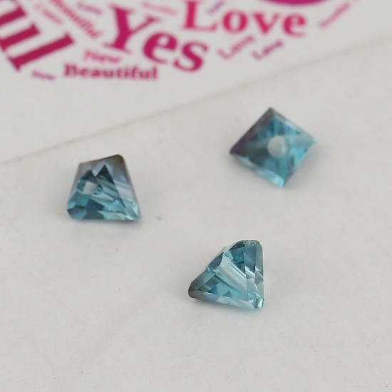 Immagine di Vetro Perline Triangolo Viola & Blu AB Colore Sfaccettato Circa 6x4mm, Foro: Circa 0.7mm, 40 Pz