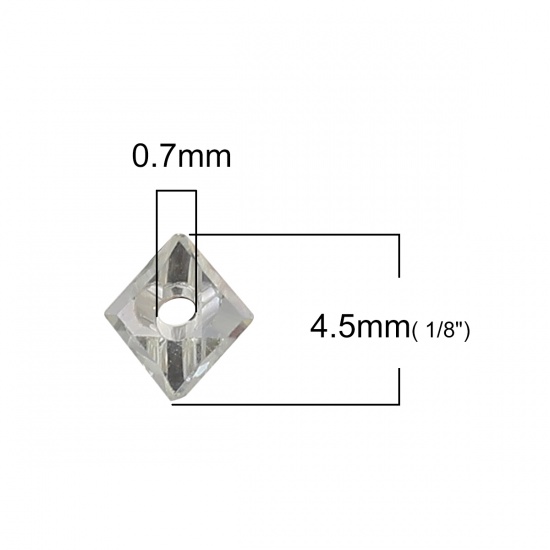 Immagine di Vetro Perline Triangolo Giallo Chiaro AB Colore Sfaccettato Circa 4.5mm x 3mm, Foro: Circa 0.7mm, 40 Pz