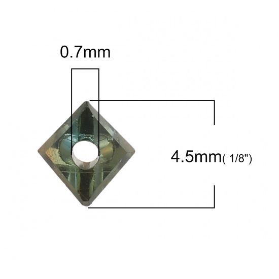 Picture of Glass Beads Triangle Olive Green Transparent Faceted About 4.5mm x 3mm, Hole: Approx 0.7mm, 40 PCs
