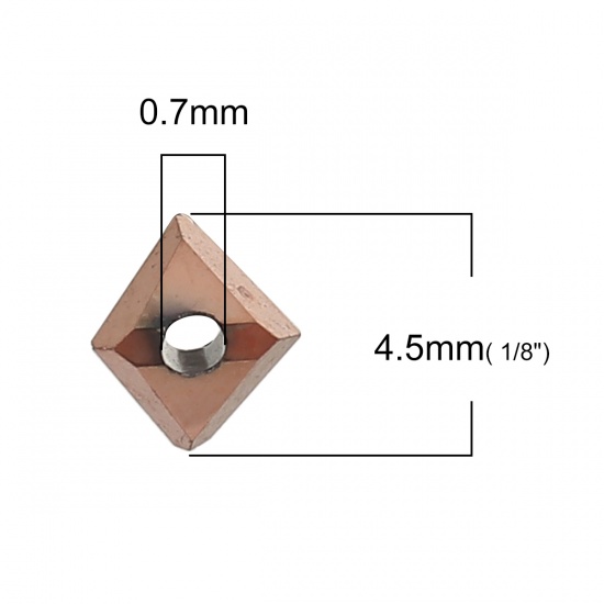 Picture of Glass Beads Triangle Rose Gold Faceted About 4.5mm x 3mm, Hole: Approx 0.7mm, 40 PCs