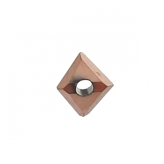 Immagine di Vetro Perline Triangolo Oro Rosa Sfaccettato Circa 4.5mm x 3mm, Foro: Circa 0.7mm, 40 Pz