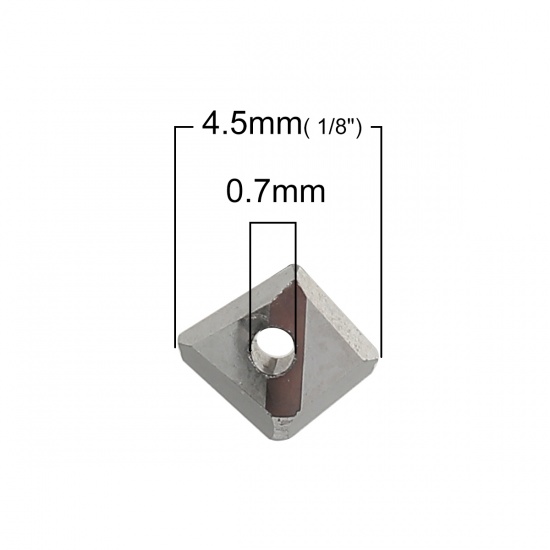 Immagine di Vetro Perline Triangolo Argento Sfaccettato Circa 4.5mm x 3mm, Foro: Circa 0.7mm, 40 Pz