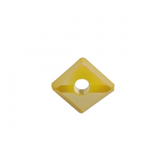 Immagine di Vetro Perline Triangolo Giallo Sfaccettato Circa 4.5mm x 3mm, Foro: Circa 0.7mm, 40 Pz