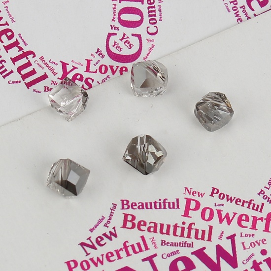 Picture of Glass Beads Square Gray Faceted About 5mm x 5mm, Hole: Approx 1.1mm, 40 PCs