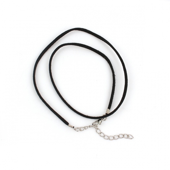 Picture of Velvet Faux Suede Necklace Black 47.5cm(18 6/8") long, 10 PCs
