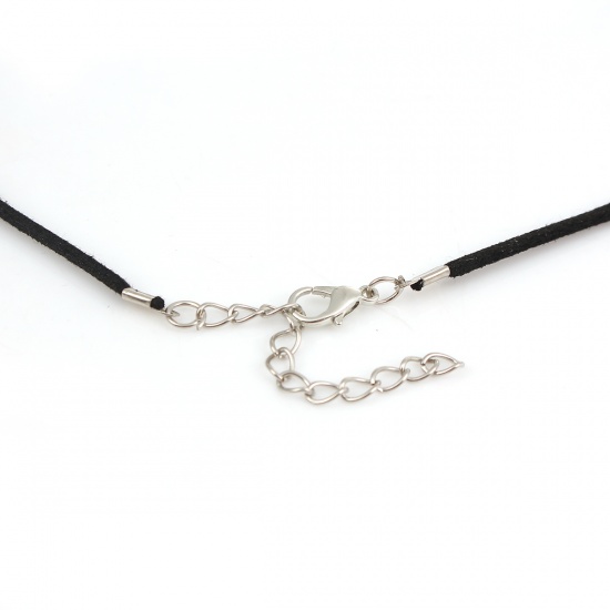 Picture of Velvet Faux Suede Necklace Black 47.5cm(18 6/8") long, 10 PCs