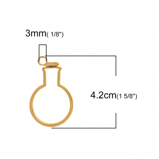 Picture of Zinc Based Alloy Open Back Bezel Pendants For Resin Gold Plated Bottle 42mm(1 5/8") x 25mm(1"), 10 PCs