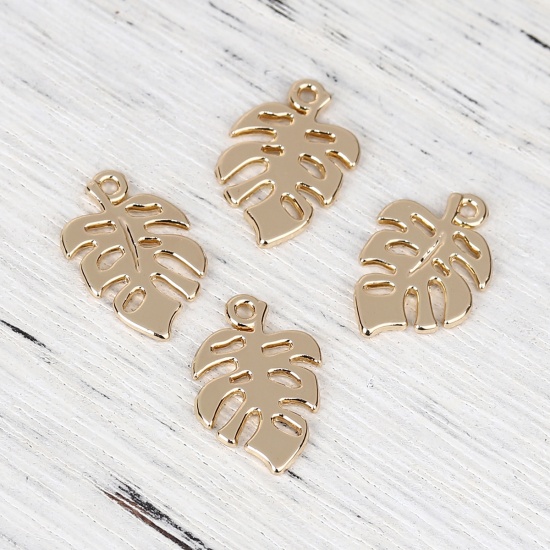 Picture of Zinc Based Alloy Charms Leaf Gold Plated 19mm( 6/8") x 13mm( 4/8"), 20 PCs