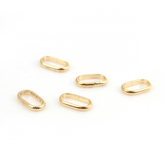 Picture of 20 PCs 12mm x 7mm, 2mm(12 gauge) Stainless Steel Open Jump Rings Findings For Jewelry Making Gold Plated Oval
