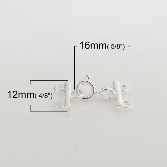 Picture of Brass Cord End Caps Silver Plated 16mm x12mm( 5/8" x 4/8") 12mm x9mm( 4/8" x 3/8"), 5 Sets                                                                                                                                                                    