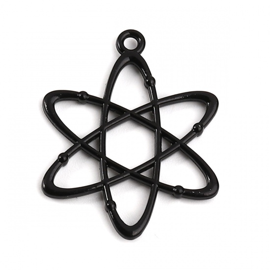Picture of Zinc Based Alloy Molecule Chemistry Science Pendants Atom Black 33mm(1 2/8") x 26mm(1"), 10 PCs