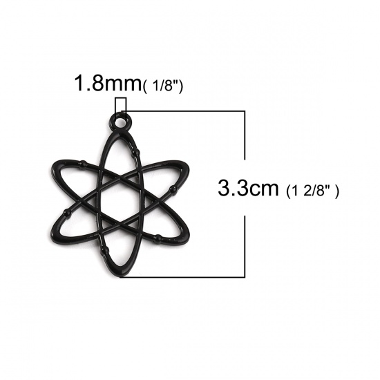 Picture of Zinc Based Alloy Molecule Chemistry Science Pendants Atom Black 33mm(1 2/8") x 26mm(1"), 10 PCs