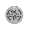 Picture of 201 Stainless Steel Charms Round Disc Silver Tone Message 22mm( 7/8") Dia., 2 PCs
