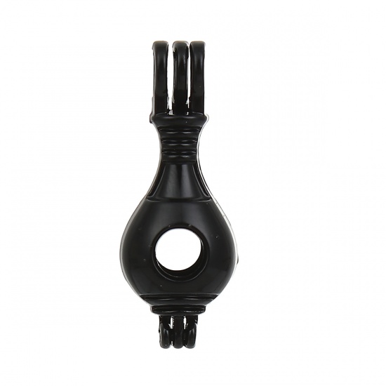 Immagine di Lega di Zinco 3D Medaglione di Perla Puntale Gioielli Ciondoli Vaso Nero Possibile Aprire (la Dimensione delle Adatto Perla: 8mm) 32mm x 12mm, 2 Pz