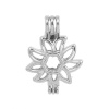 Immagine di Lega di Zinco 3D Medaglione di Perla Puntale Gioielli Ciondoli Fiore Tono Argento Possibile Aprire (la Dimensione delle Adatto Perla: 8mm) 29mm x 21mm, 2 Pz