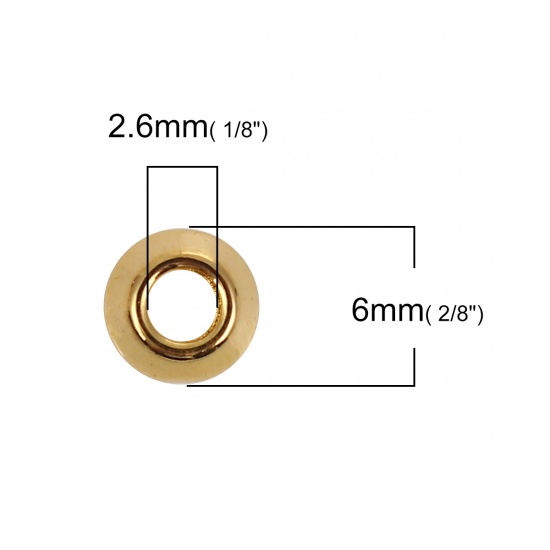 Picture of Zinc Based Alloy Spacer Beads Bicone Gold Plated 6mm x 3mm, Hole: Approx 2.6mm, 200 PCs