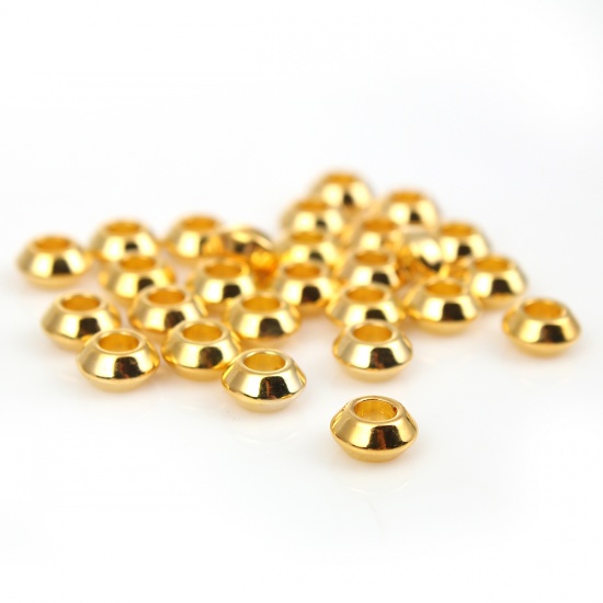 Picture of Zinc Based Alloy Spacer Beads Bicone Gold Plated 6mm x 3mm, Hole: Approx 2.6mm, 200 PCs