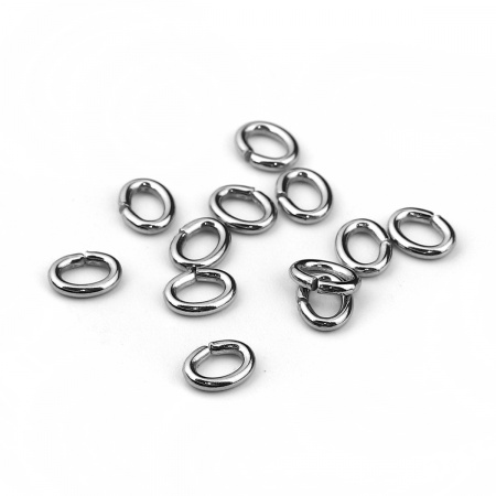 Picture of 200 PCs 6.5mm x 5mm, 1.2mm(17 gauge) Stainless Steel Open Jump Rings Findings For Jewelry Making Silver Tone Oval