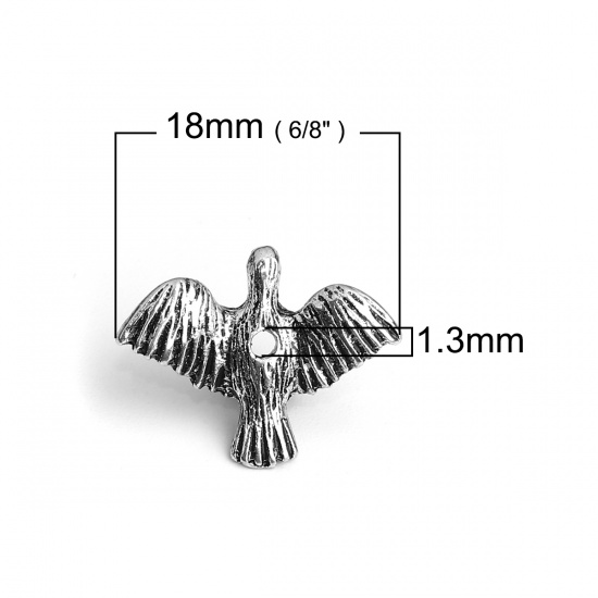 Picture of Zinc Based Alloy 3D Spacer Beads Bird Animal Antique Silver Color 18mm x 14mm, Hole: Approx 1.3mm, 30 PCs