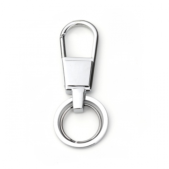 Picture of Zinc Based Alloy Keychain & Keyring Circle Ring Silver Tone 81mm x 32mm, 2 PCs