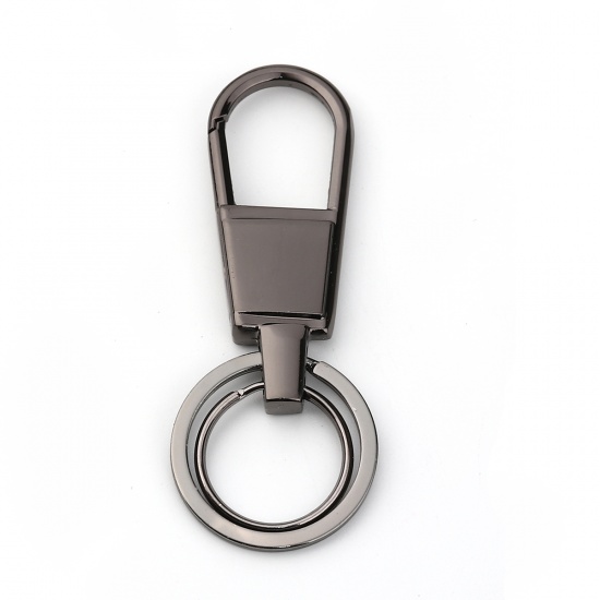 Bild von Zinklegierung Schlüsselkette & Schlüsselring Ring Metallgrau 81mm x 32mm, 2 Stück